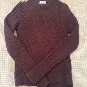 Ganni Women's Ribbed Knit Sweater with Crystal Buttons